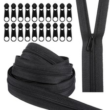 10 Yards Black 5 Nylon Coil Zipper by The Yard, Bulk Tape with black