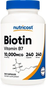 Biotine Nutricost (Vitamine) B7) 10,000mcg (10mg), 240 Capsules