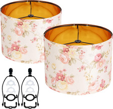 Pink Weaving Decorative Large Medium Lampshades Set of 2 Fabric Shades,Drum 1...