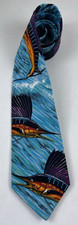 Marlin in Ocean Tropical Tie Mens Novelty Blue Necktie Rare