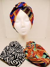 3 Piece African Turban Knot Bonnet Caps Pre-Tied Twisted Turbans Chemo Headwear