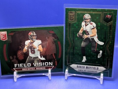 Baker Mayfield 2 Card 2025 Panini Elite SP Green Disco #43 + Field Vision #5 Buc