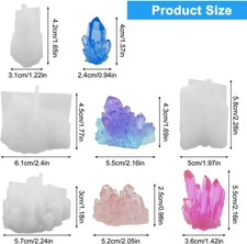4 PCS Quartz Crystal Resin Molds,  Crystal Cluster Silicone Molds Gravel Epox...