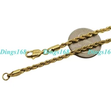 18K Gold Filled 16"- 32" INCH Classic Rope Chain Necklace, Multiple Length/Width