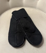 PORTOLANO Suede /Sheepskin Wool Mittens New No Tag Size M Black