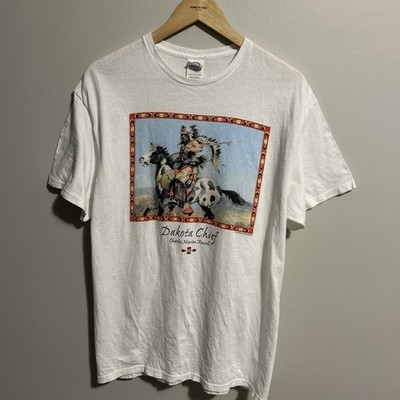 Dakota Chief Charles Marion Russell Graphic Print White Tshirt Delta Pro Weight