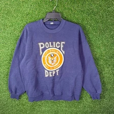 Vintage Police Dept Sweatshirt Navy Crewneck To Protect And Serve USA M/L
