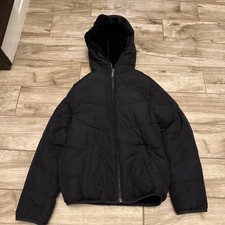 Abercrombie Kids Jacket 13/14 Fleece Lined Hooded Coat Reversible Navy Black