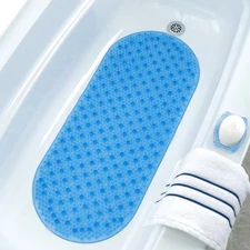 SlipX Solutions 15 in. x 35 in. Bubble Bath Mat in Blue