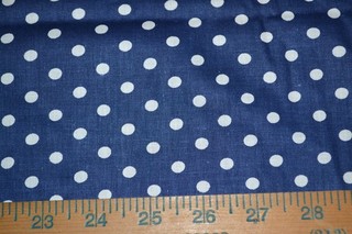 Cotton fabric blue & white polka dot print 36" x 3.5 yards vintage