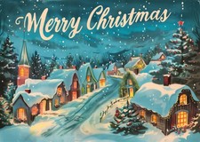 Charming Christmas Village Poster Wall Art for Holiday Decor
