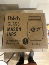 Glass Mason Jars 474ML Airtight Lids Meal Prep Canning Drinking 4 Pack