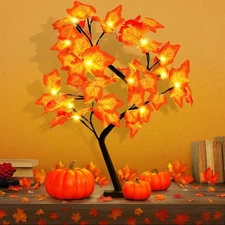 KatchOn, Autumn Artificial Lighted Maple Tree - 18 Inch | Mapple Brown 