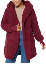 By Jill Martin Women's Sherpa Embroidered Hooded Lounger Windsor Wine