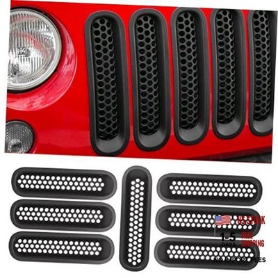 Upgrade Version Clip-on Grille Front Mesh Grille Inserts JK-matte black