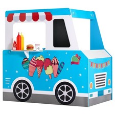 New Ice Cream Truck Wooden Playset Pretend Play Stand For Kids Aged 3-7