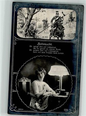 38150957 - Young Woman Thinking of Her Loved One in Cavalry E.A.S. 1921/4