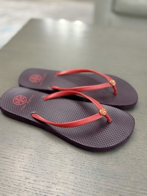 Tory Burch Women's Logo Pink Orange Lattice Flipflop Size 7,5
