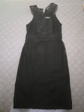 Anthropologie women Black Lace Sheer sleeveless Vneck Dress 6
