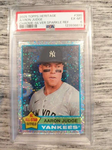 2025 Topps Heritage Aaron Judge Silver Sparkle Refractor #380 PSA 6