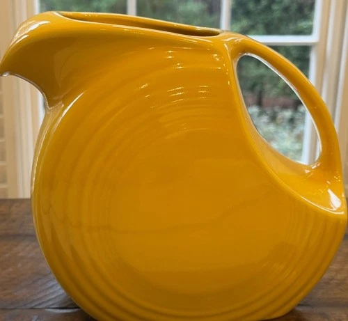 Vintage Fiestaware Disk Pitcher 7" Yellow Marigold UNUSED