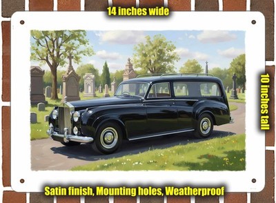 Metal Sign - 1962 Rolls Royce Silver Cloud Hearse Oil Painting - 14x10