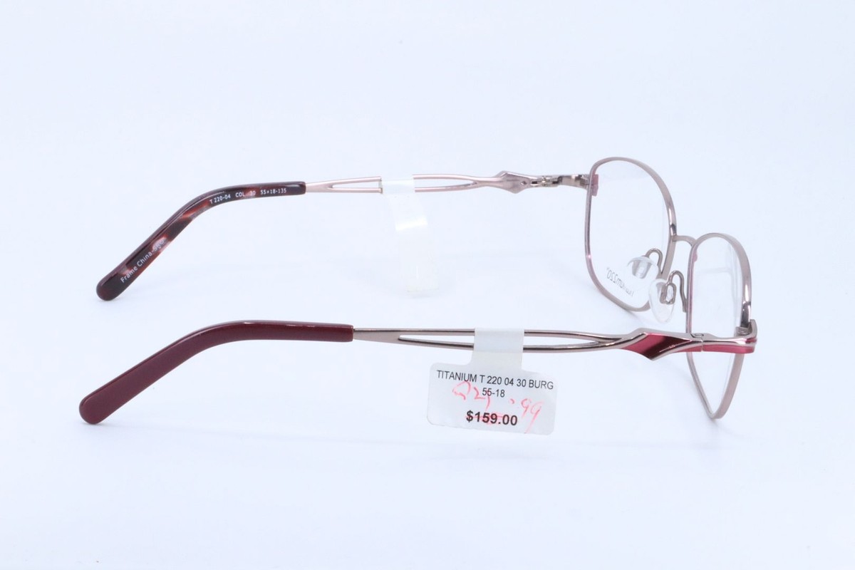 Titanium 220 T220-04 Burgandy Oval Women Full Rim 55-18-135  display picture 2