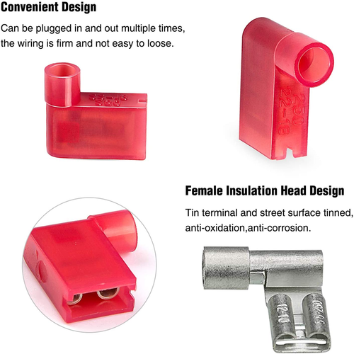 Insulated Flag Terminal Connectors Crimp On Right Angle Terminals Connector 90° - Picture 5 of 16