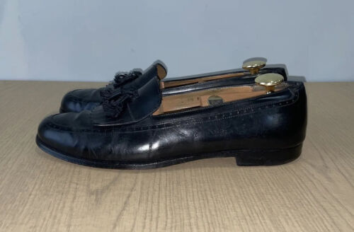 MOCASSINI VINTAGE SALVATORE FERRAGAMO NAPPA PELLE NERA Tg 10D MADE IN ITALY