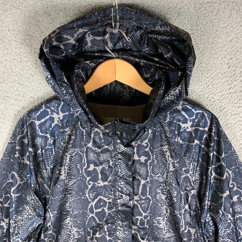 Anatomie Jacket Womens Large Gray Snake Print Removable Hood Luxury Windbreaker - Picture 2 of 13