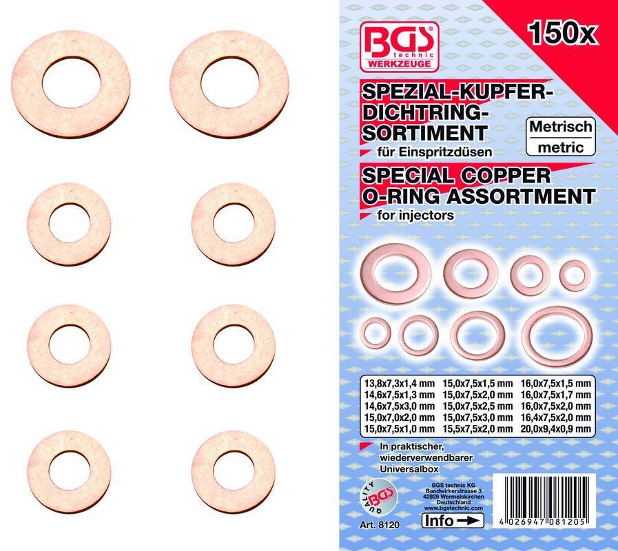 Joints cuivre injecteurs rondelles et bagues d'étanchéité universelles en coffret 150pcs
