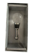 Crystal World Globe Wine Bottle Topper Stopper Glass and Metal NIP LS arr