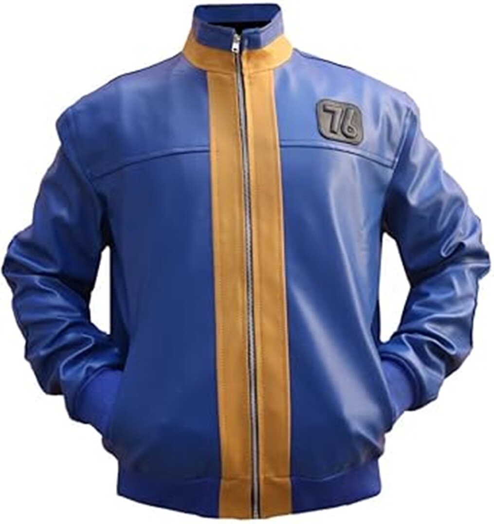 Men's Vault Fallout 76 Blue Faux Leather Jacket | Fallout