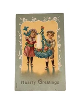 Vintage Early 20th Century Unused Postcard Hearty Greetings