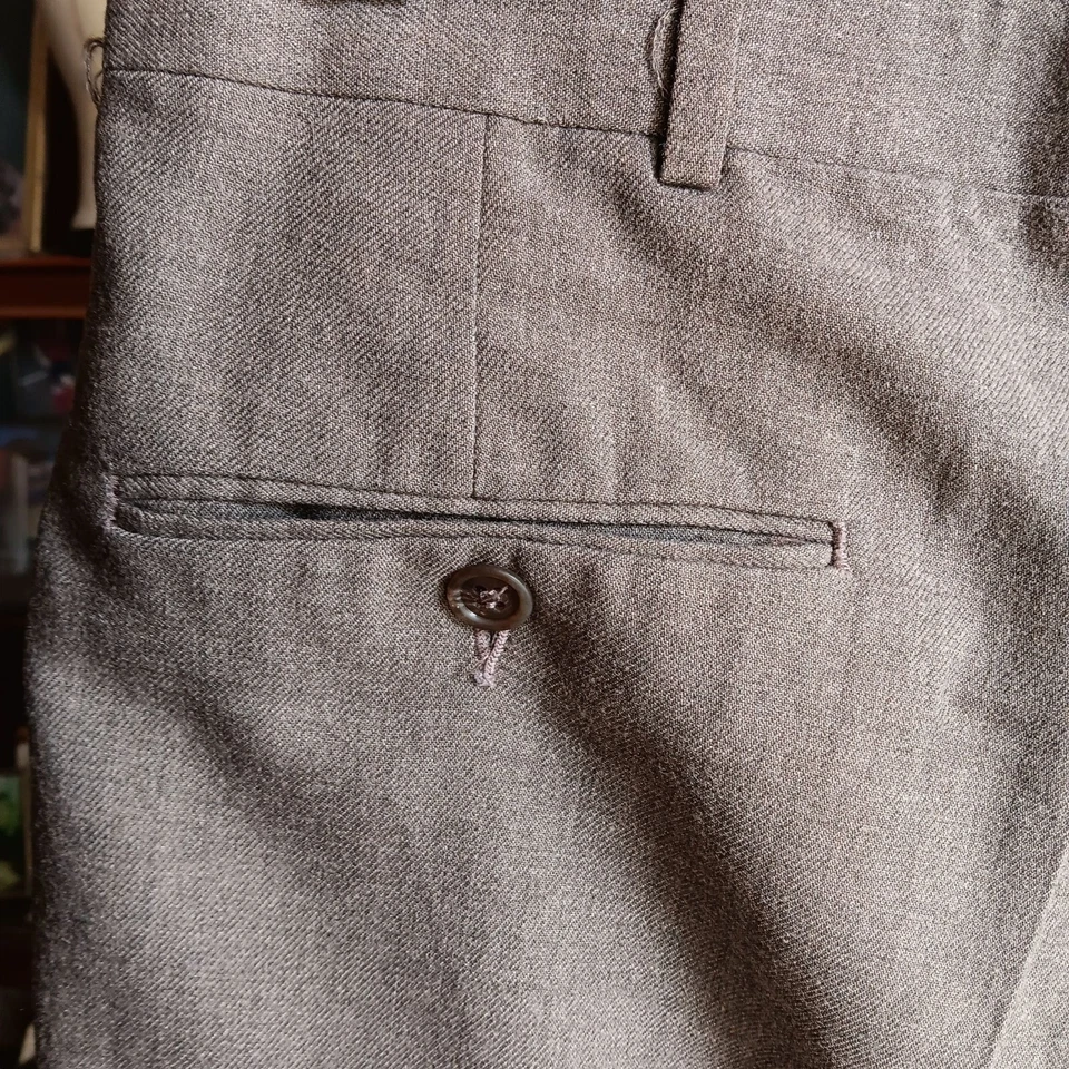 Pantalones de vestir 33x28 para hombre True Vintage rayón/dacron frente plano años 70 preparación de abogado Foto 4 de 4