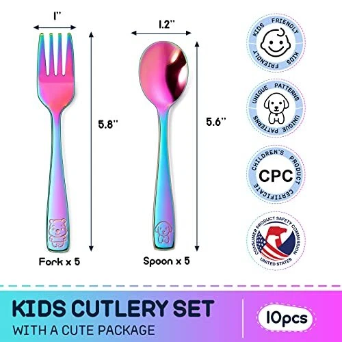 Stainless Steel Toddler Fork and Spoon - Set of 10