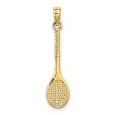 14k Yellow Gold 3-D Tennis Racquet Charm Pendant for Women