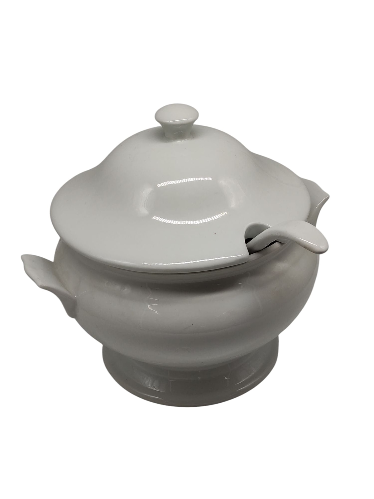 Olympia Whiteware Suppenschüssel und Schöpfkelle, 2,5 Liter, weißes Porzellan, b