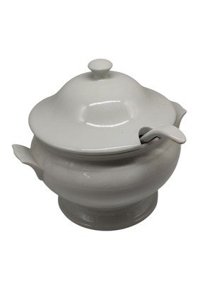 Olympia Whiteware Suppenschüssel und Schöpfkelle, 2,5 Liter, weißes Porzellan, b