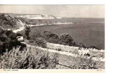 SWANAGE, DORSET - DIE ZWEI BUCHTEN S/W POSTKARTE  
