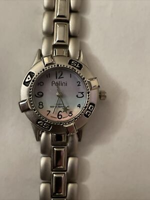 Vintage Polini Ladies Watch in Silver Tone With Pastel Dial Rare Features GREAT!