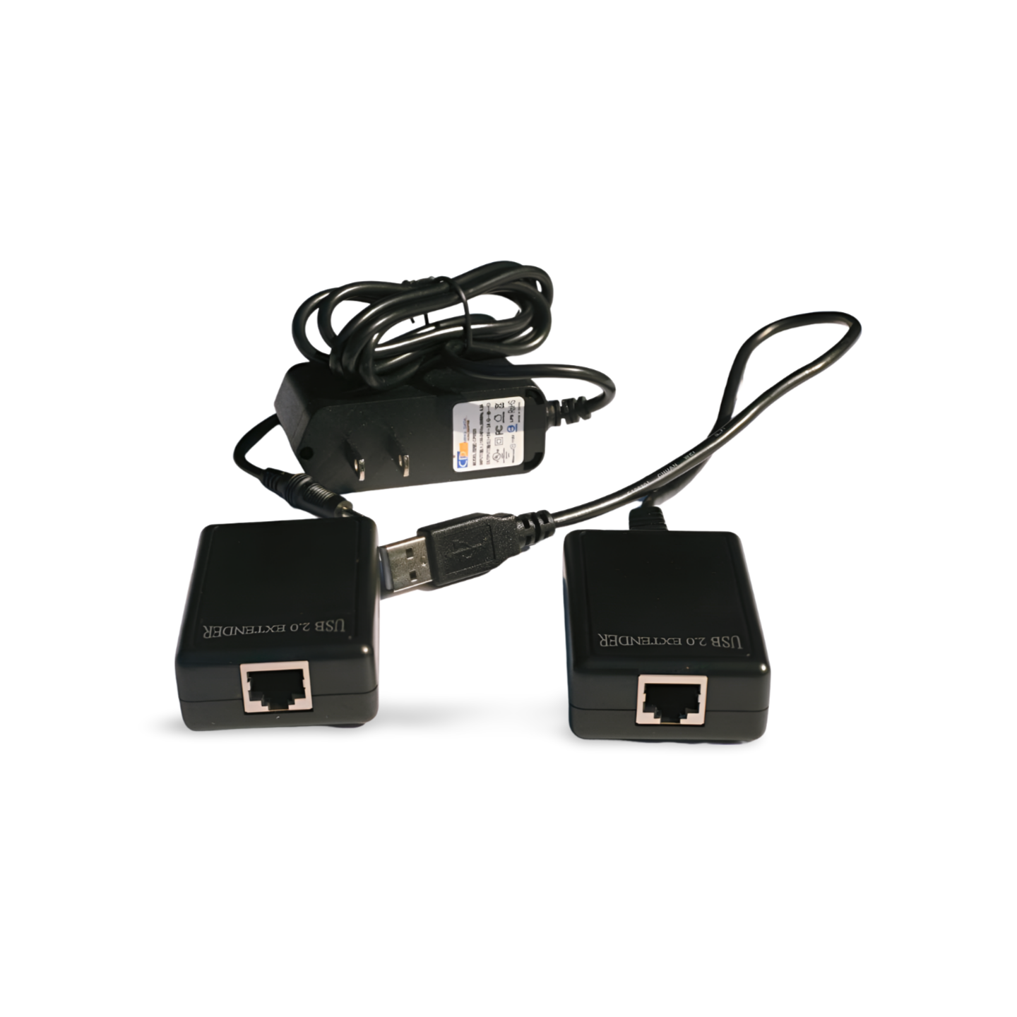 8in Black USB 2.0 150ft Cat5 Extension Cable with Power