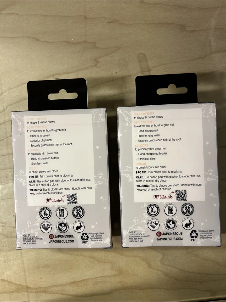 Japonesque Brow Kit - Slant Tweezer, Point Tweezer, Scissors, Spoolie 2 Pack - Image 2 of 2