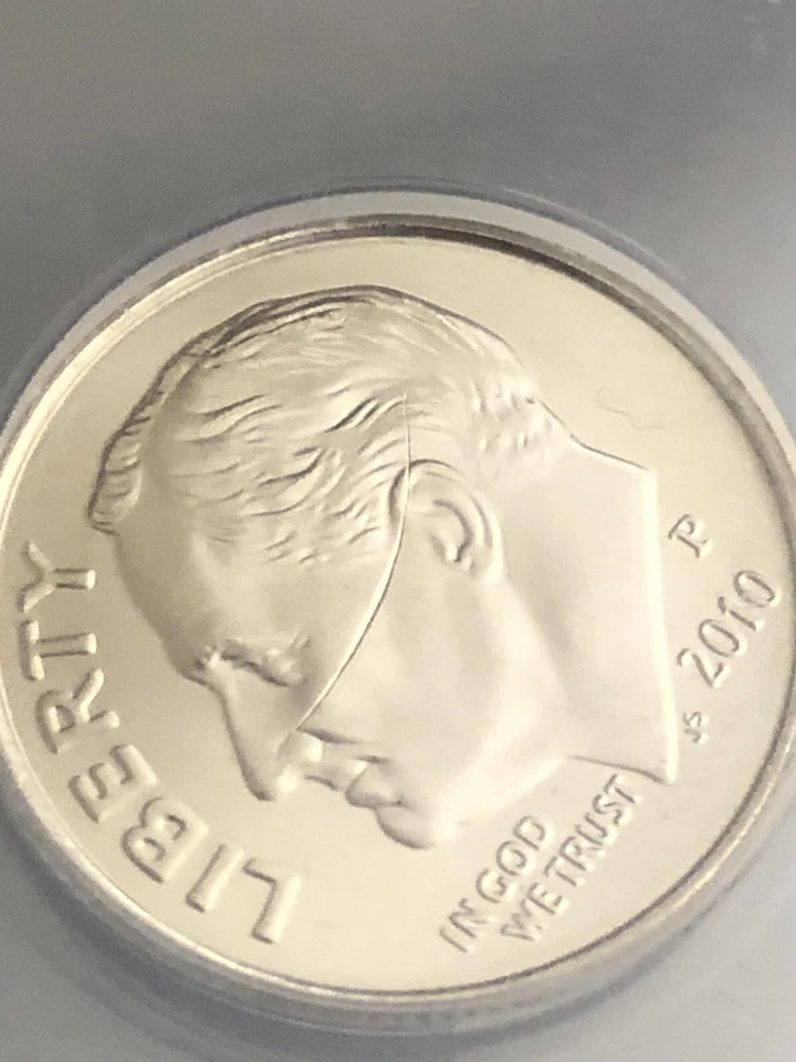 2010 MINT SET ERROR Strike Thru Wire Dime ANACS MS 66 RARE STRUCK THROUGH Coin!! - Image 2 of 4