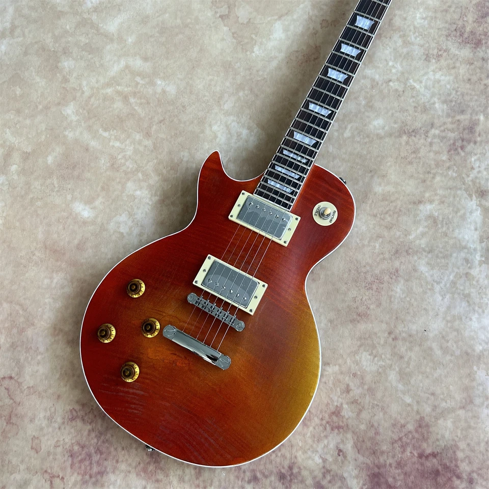 Left-Handed Custom Electric Guitar: Red LP, HH Pickups Mahogany Build 22 Frets - Image 2 of 4