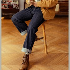 Red Tornado Luxry Plant Dyed Jeans Loose Straight 14oz Selvedge Denim Pants UW