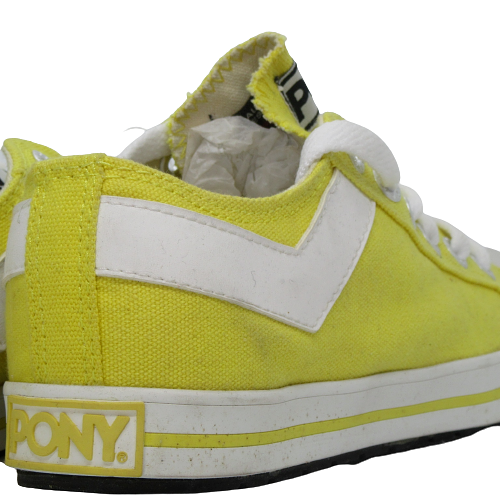 scarpe da ginnastica donna pony lo casual plimsolls sneakers tela giallo nuove taglia uk 4 5
