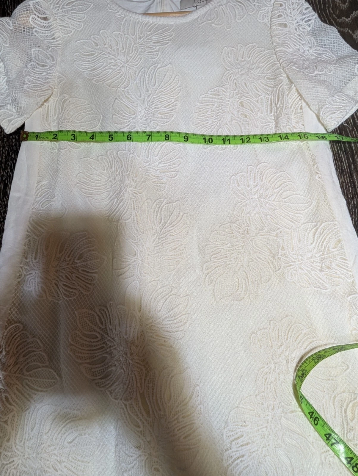 PALM ANGELS Abito Ann Taylor Loft avorio foglia di palma tropicale floreale all'uncinetto taglia S N94