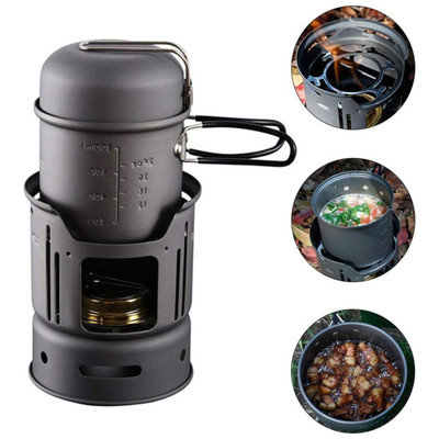 7pc Lightweight Hiking Stove Portable Outdoor Travel 1pc Easy Carry Design