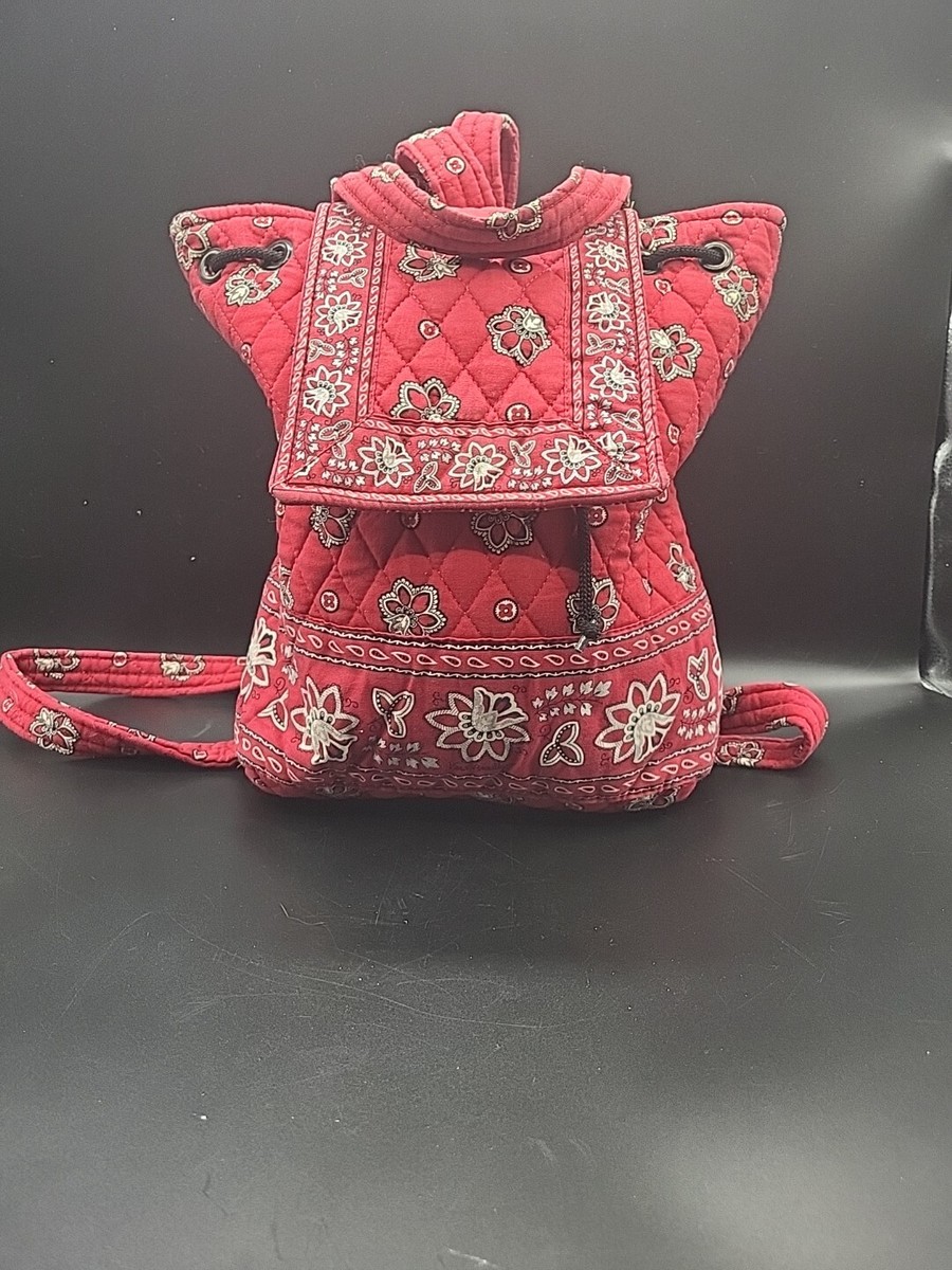 Vera Bradley Red Quilted Floral Backpack Vera Bradley Frankly Scarlet Backpack Small Red Black Purple  main image 2